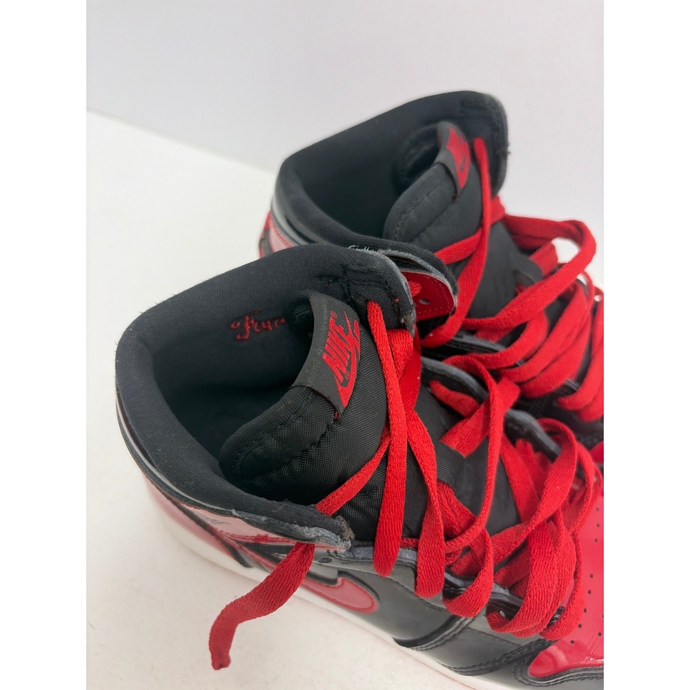 Air Jordan 1 Retro High OG GS Patent Bred Black Red Sneakers 575441-063 Size 7Y - Picture 7 of 8